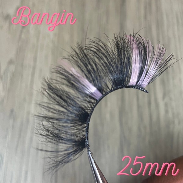 25MM Color Mink Lashes Pink & White Pop of Color Mink Lashes, Mink Eyelash, Color Eyelash in 2 colors, dramatic color lashes