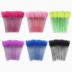 50 PCs Lash Wand, Lash Spoolie, Eyelash Wand, Eyelash Spoolie, Mascara Wand, Mascara Spoolie, Pink, Purple, Fuschia, Green. Blue, & Black