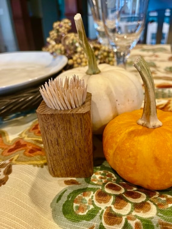 Handmade Black Walnut Toothpick Holder, Holiday Table Decor