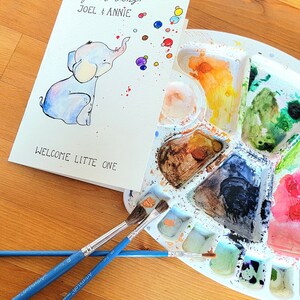 Carte bébé aquarelle peinte à la main