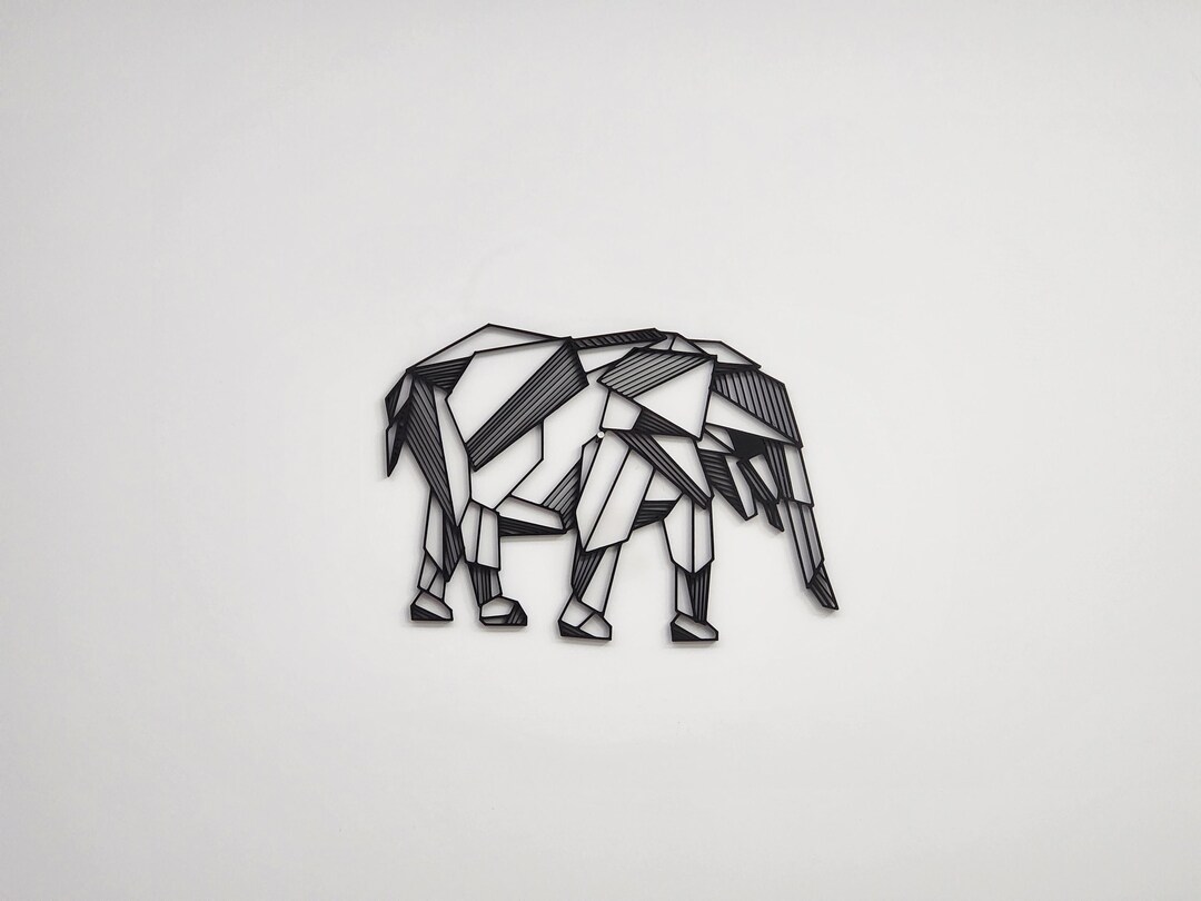Geometric Elephant Wall Art 3D Printed Wall Ornament Etsy