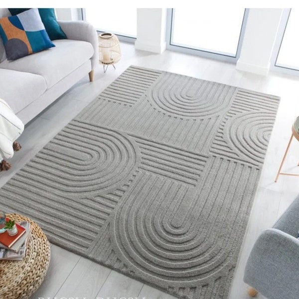 MonTapis Zen Garden Handmade Modern Abstract Area Rug | 100% Wool Handmade Tuft Rug | 4x6 5x8 6x9 8x10 9x12 10x14 | Non-toxic Rugs