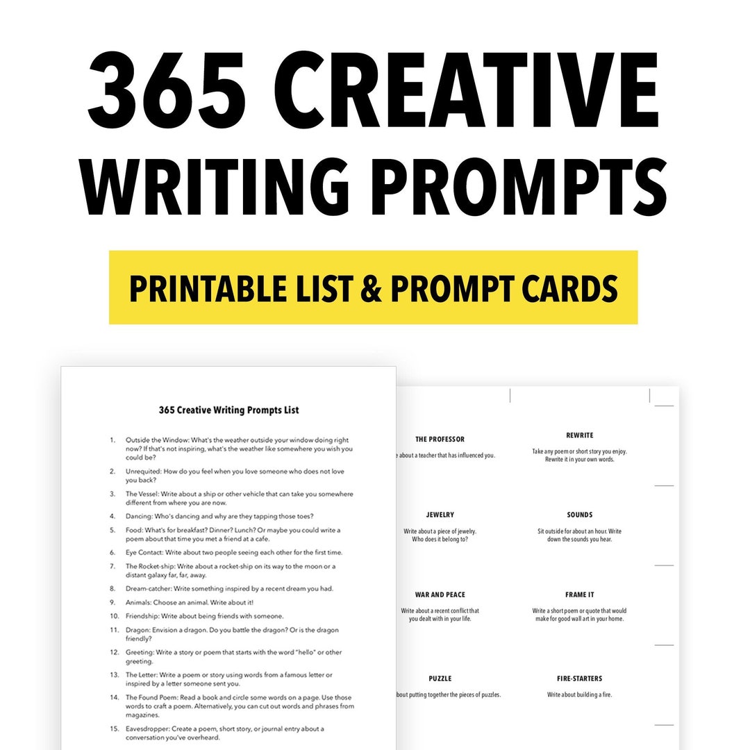 365 Printable Writing Prompt Cards - Etsy