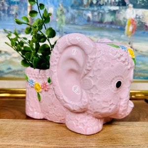 Vintage Napcoware Pink Elephant Planter – 1960s Japan Ceramic Nursery Pot, Kitsch Animal Planter #1827 Granny Chic Cottagecore Decor
