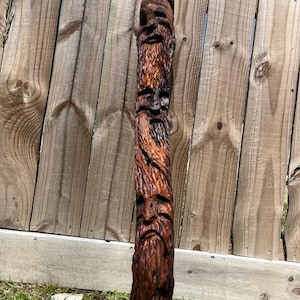 Hand Carved Triple Faced Wood Spirit