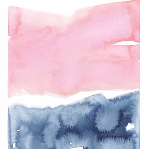 Pink + Blue Abstract Watercolor, Giclee watercolor print,