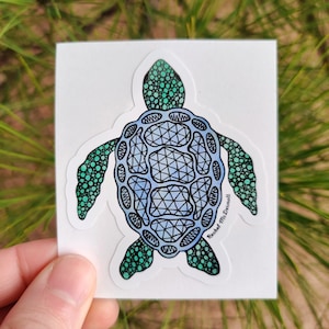 Vinyl Sea Turtle Sticker from Watercolor & Ink Artwork - 3-inch