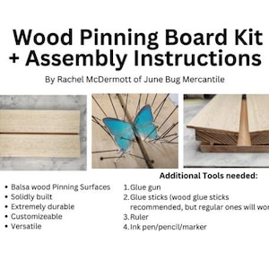 Balsa/Wood Pinning/Spreading Board Kit for Insects & Entomology - customizable, 3 sizes, can fit any size moth or butterfly