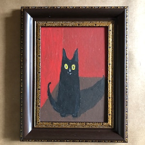 Original Cat Art Oil Painting on Canvas Black Cat Painting Animal painting Love Cat Painting Cat Gift