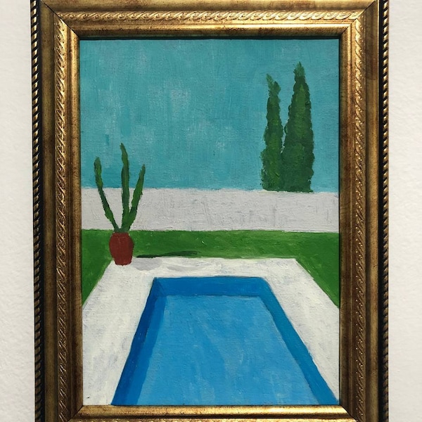 Pool Painting Original Oil Painting Swimming Pool Painting Pool Art Minimalist Painting Wall Art Home Decor Minimal Art