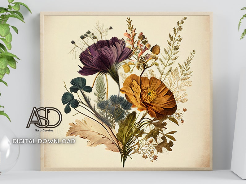 3 Vintage Flower Wall Art Print Bundle Antique Floral Prints Floral ...