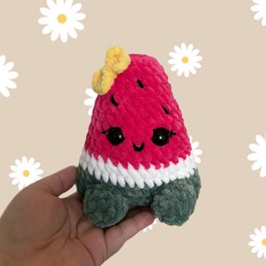 Crochet Watermelon Plushie: Handmade Chenille Amigurumi Toy