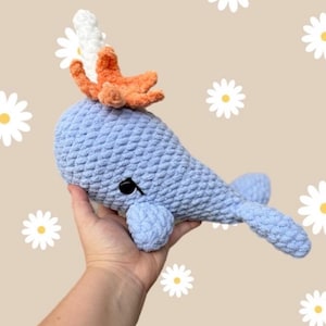 Crochet Narwhal Plushie – Handmade Amigurumi Sea Animal – Custom Stuffed Narwhal Toy – Baby Shower Gift – Ocean Nursery Decor
