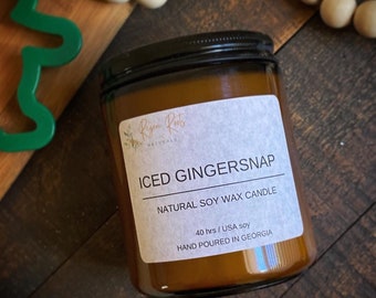 Iced Gingersnap Candle, Soy Candle, Handmade Candles, Homemade Candle, Hand Poured Candle, Food Candle, Small Gift