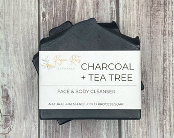 Activated Charcoal Soap, Tea Tree Soap, Facial Soap, Black Soap, Vegan Soap, Palm Free Soap, Detox Soap, Tea Tree Oil Soap, Charcoal Soap