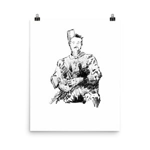 Uilleann Pipes Art Print: Johnny Patterson pencil drawing wall art