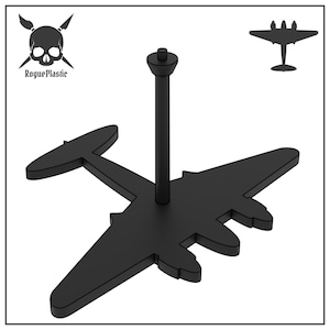 Scale Model Airplane Flight Stand With Silhouette Base - de Havilland Mosquito MkVI