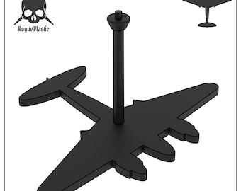 Scale Model Airplane Flight Stand With Silhouette Base - de Havilland Mosquito MkVI