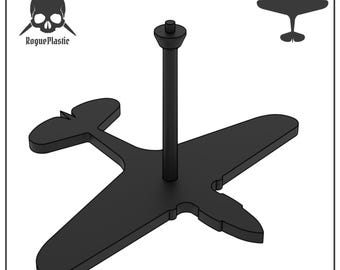 Scale Model Airplane Flight Stand With Silhouette Base - Curtiss P-40 Warhawk