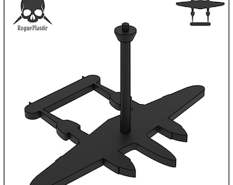 Scale Model Airplane Flight Stand With Silhouette Base - Lockheed P-38 Lightning