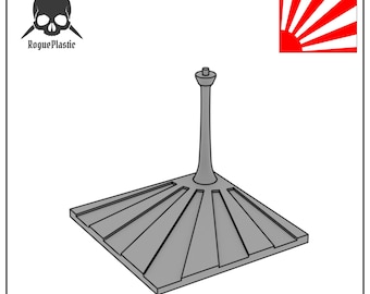 Scale Model Airplane Flight Stand With Roundel Base - Rising Sun (Square)