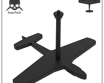 Scale Model Airplane Flight Stand With Silhouette Base - North American P-51 Mustang