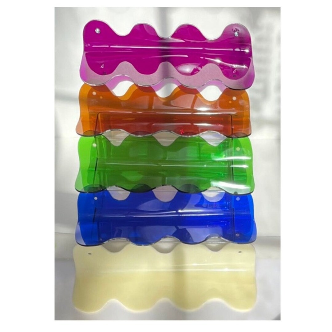 Cooltoned Wavy Acrylic Shelf Versatile Waterproof Acrylic Shelves Wavy Shelf Skincare Storage