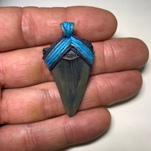fossil great white shark tooth pendant necklace beach surfer handmade
