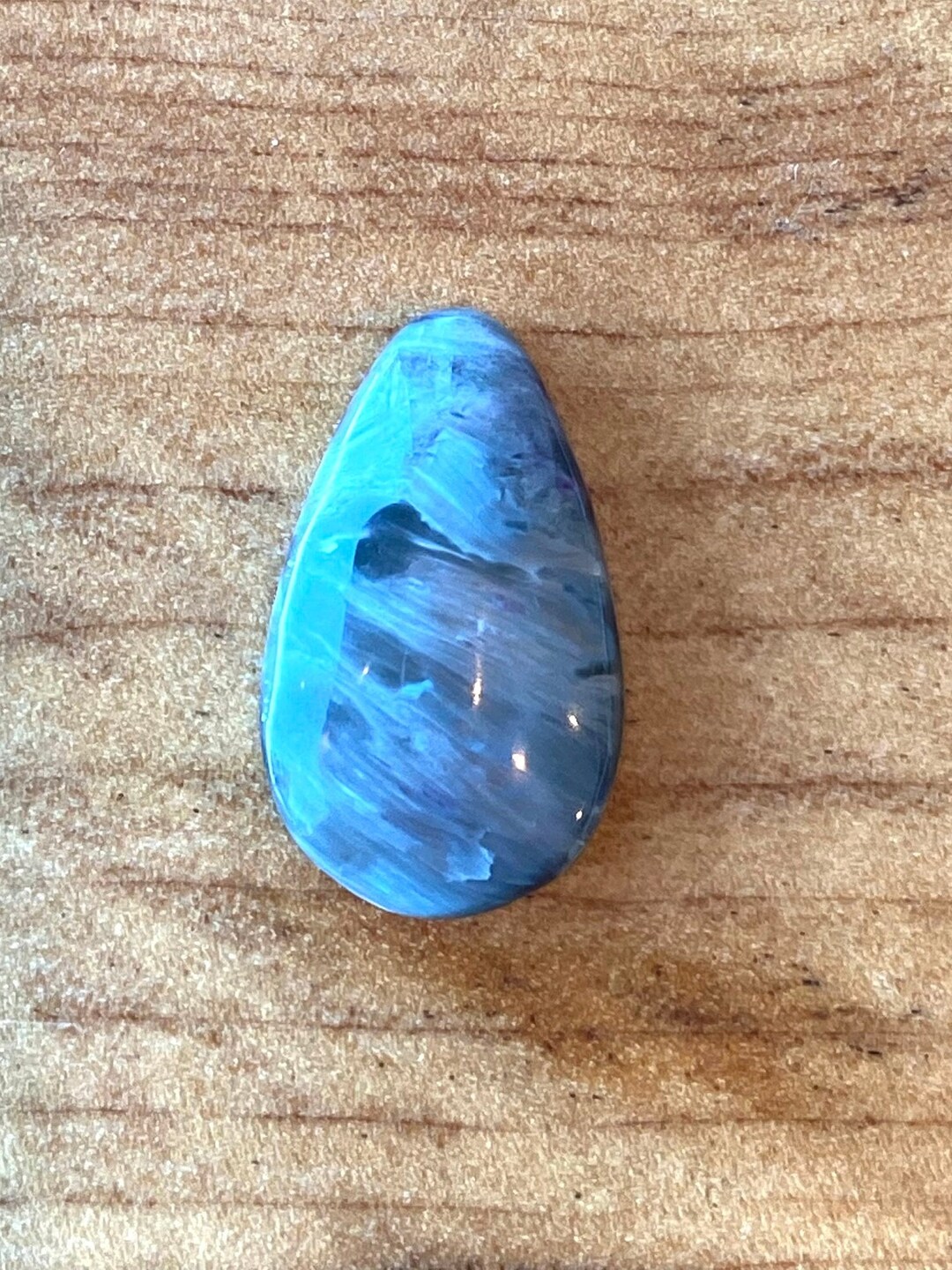 Pretty Gray Green Swirls in This Serpentine Cabochon With Kammererite