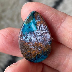 Chrysocolla and Copper Cabochon, Teardrop Shape, 30x20mm