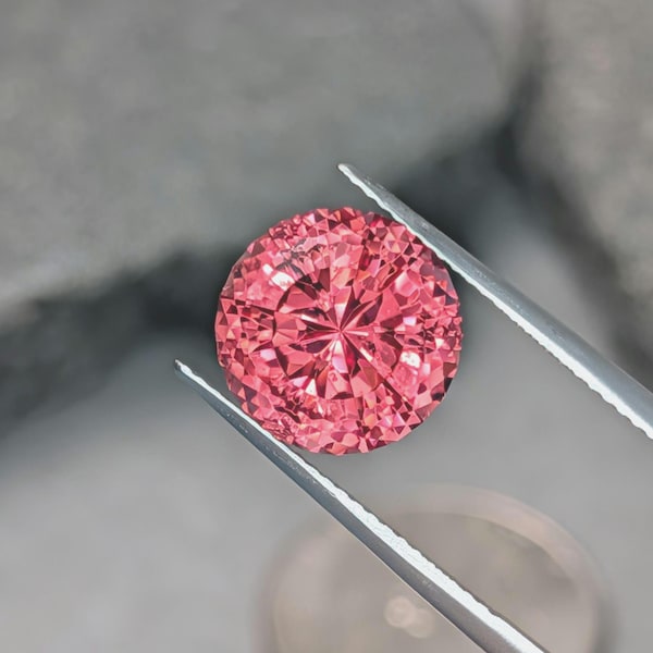 Titanium Laser Sapphire 8.8 CT  - Lab Created Padparadscha Round Gem
