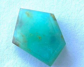 Blue Opal Beautiful Sea Green Glows in this Peruvian Faceted Cabochon 19x16mm