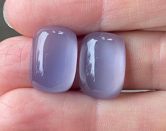 Natural Lavender Chalcedony, Glowy Translucent Pair, 17x12mm