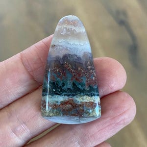 Prudent Man Plume Agate, Scenic Cabochon, 40x23mm, Landscape Agate