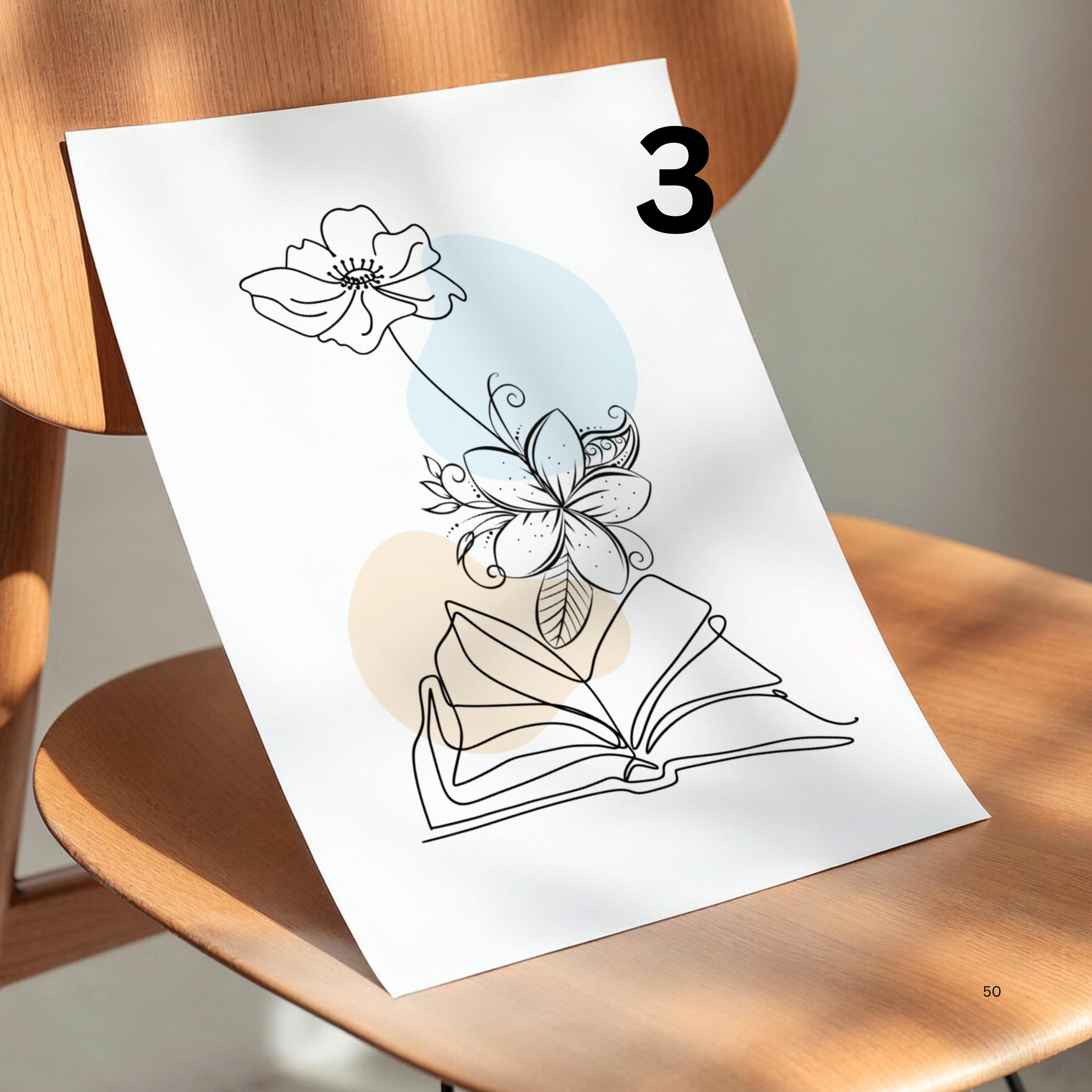 Boho Floral Line Art Prints, Set of 3, Minimalist Home Decor - Etsy
