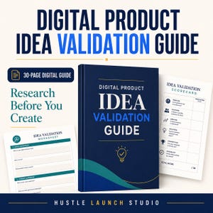 Guía de validación de ideas de productos digitales, minicurso de investigación de mercado para vendedores principiantes.