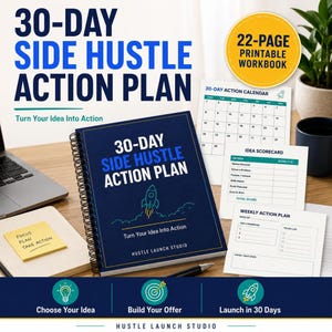 Side Hustle Planner PDF with 30 Day Action Plan