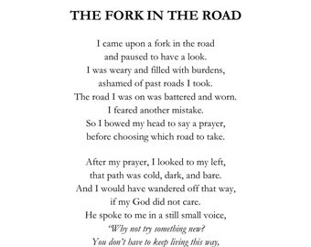 The Fork in the Road original poem by David Ritter 8x10 Digital download A4 digital print 5x7 poetry print