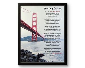 Inspirerende gedichtenafdruk: ingelijste muurkunst 'One Day to Live'