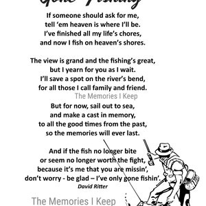 Gone Fishing Poem, Digital Download, Tribute to Grandpa, Bereavement Gift for Brother Passing, Dad poem, Original Poem by David Ritter image 10