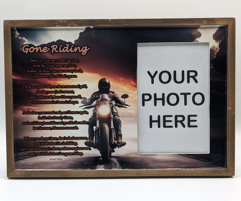 Memorial Picture Frame Featuring the poem Gone Riding by David Ritter. Bereavement Gift for the loss of Dad Brother Husband or friend. image 5