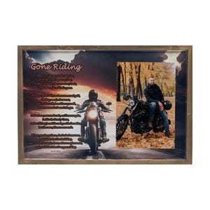 Gone Riding Motorcycle Memorial Frame – Biker Sympathy Gift with Poem by David Ritter – Personalized Tribute for Dad, Brother, or Friend