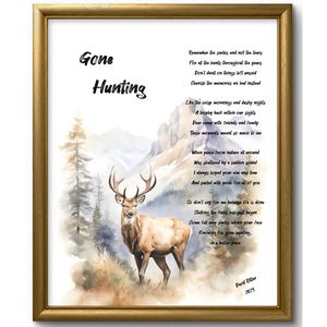 Poème commémoratif Gone Hunting - Téléchargement numérique pour un hommage commémoratif, un cadeau de deuil, un souvenir funéraire, une œuvre d'art pour la sympathie des chasseurs