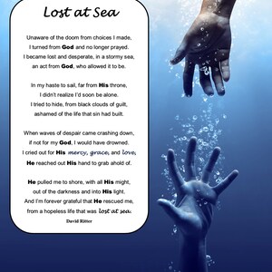 Lost at Sea Poetry Print Framed Picture Inspirational Wall Art Recovery Poem of Perseverance Original Poem by David Ritter zdjęcie 9