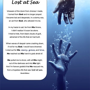 Lost at Sea Poetry Print Framed Picture Inspirational Wall Art Recovery Poem of Perseverance Original Poem by David Ritter zdjęcie 10