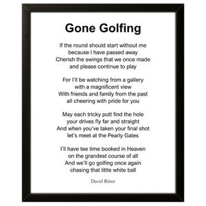 Poème commémoratif Gone Golfing - Téléchargement numérique pour un service funéraire, un cadeau de sympathie ou un souvenir hommage aux amateurs de golf par David Ritter