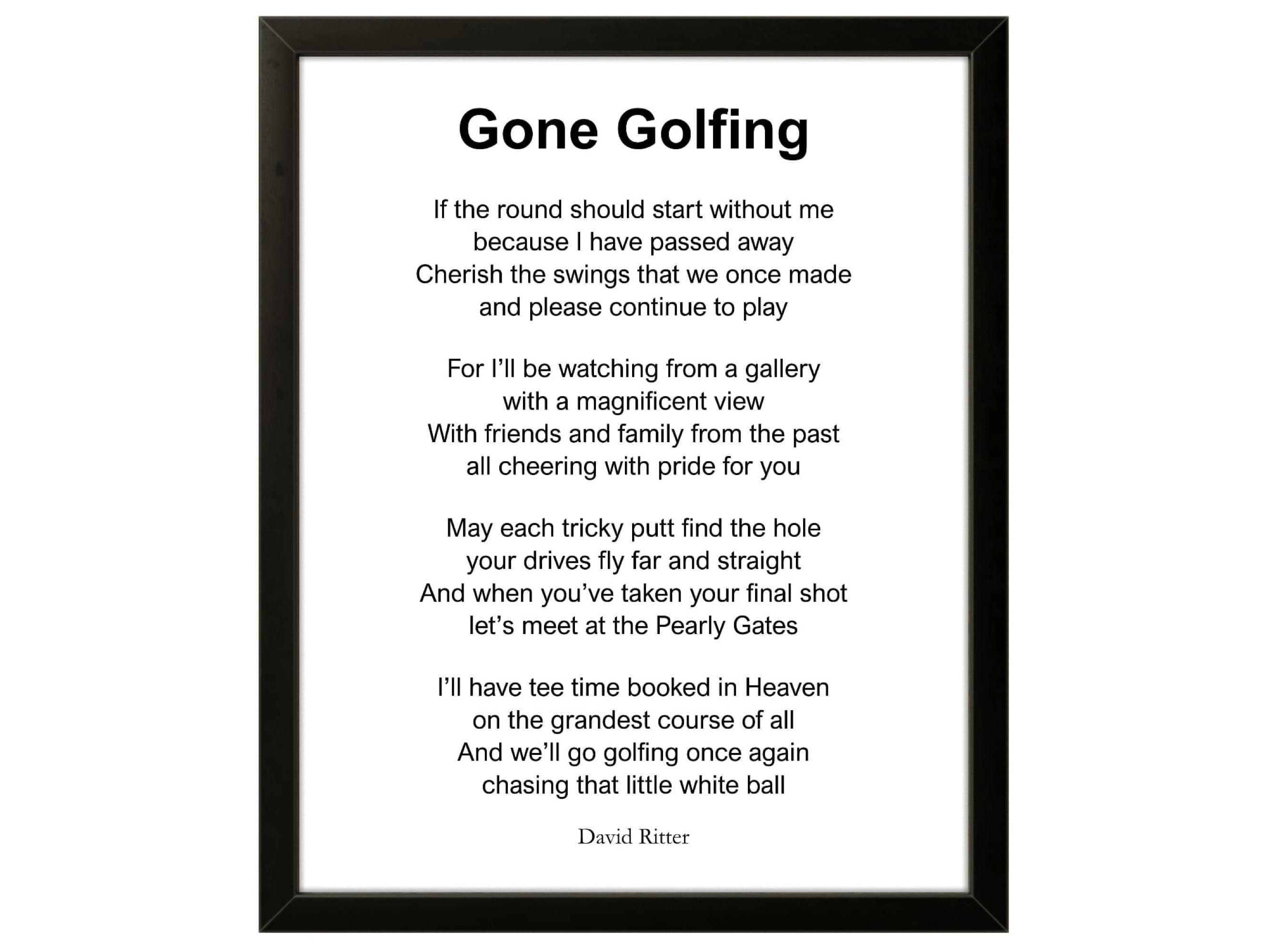 Gone Golfing Memorial Poem: Sympathy Gift for Golf Lovers (Digital Download)
