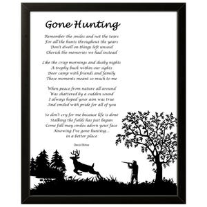 Gone Hunting Memorial Poem - Téléchargement numérique pour un hommage funèbre, un cadeau de sympathie ou un souvenir pour les amateurs de plein air, Art commémoratif de chasseur personnalisé