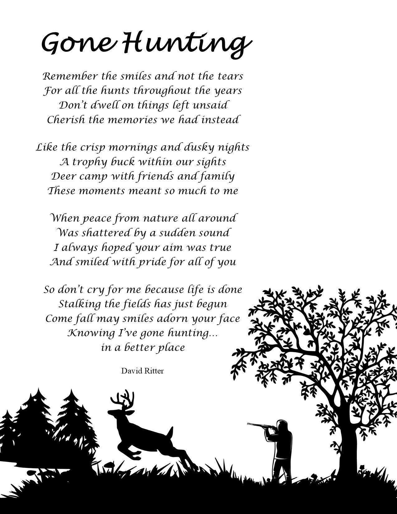Gone Hunting Original Poetry Print Digital Download Tribute to Grandpa