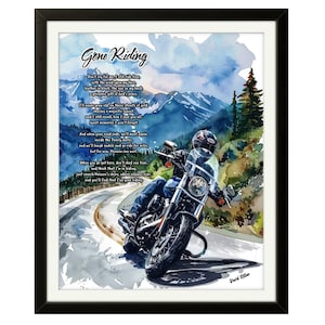 Poema conmemorativo para motociclistas "Gone Riding": descarga digital, obsequio de condolencia, recuerdo funerario, arte de homenaje a motociclista personalizable